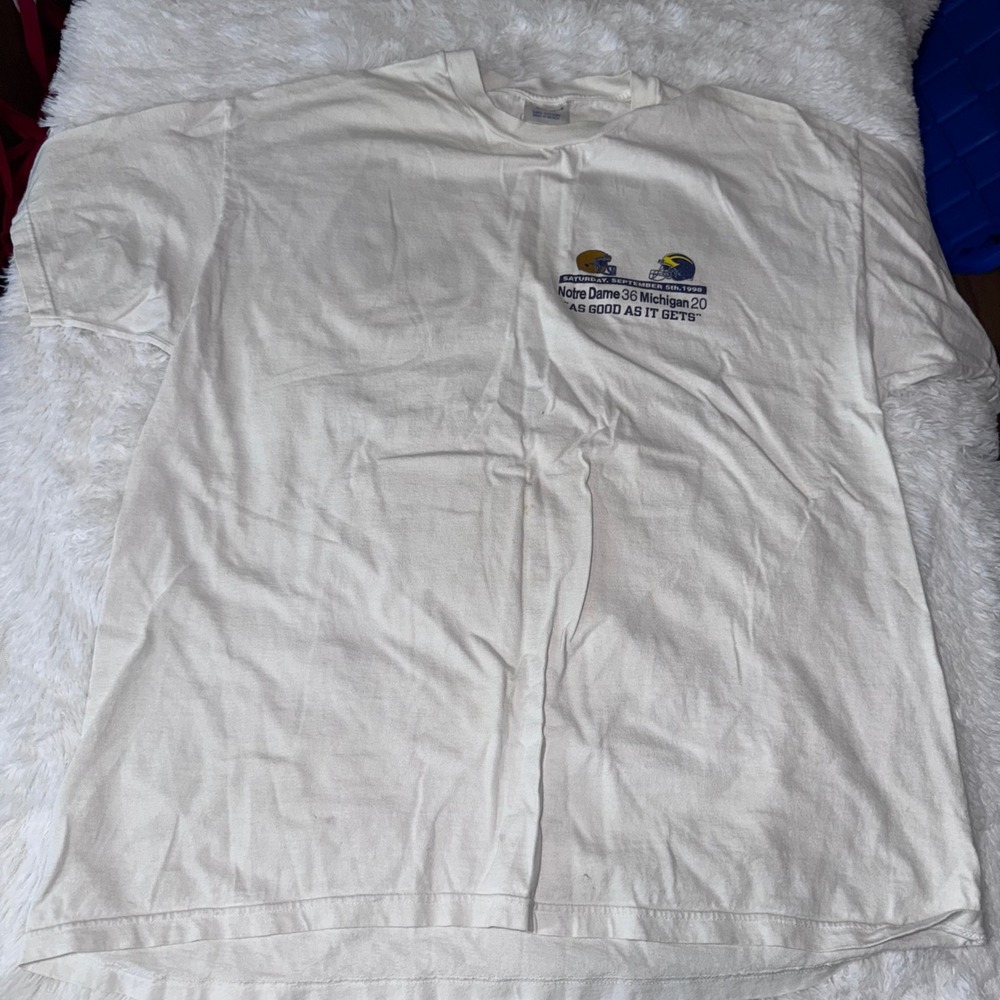 Vintage Notre‎ Dame Michigan 1998 Football Game T Shirt X-Large Champion Cotton